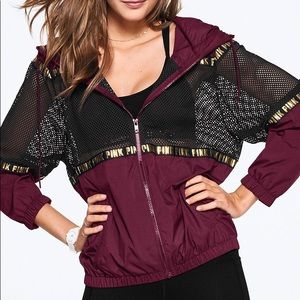 PINK Burgundy Mesh Windbreaker